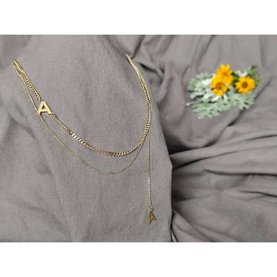 Podwójny naszyjnik z literką