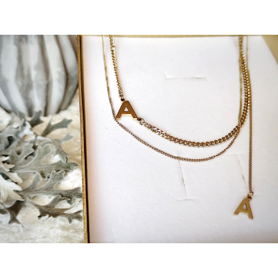 Podwójny naszyjnik z literką