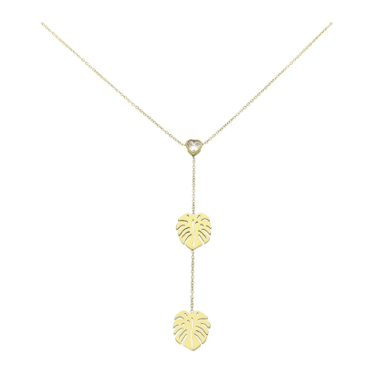 Naszyjnik krawatka z sercem i liśćmi monstery