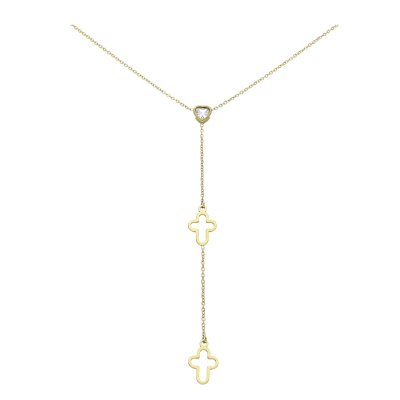 Naszyjnik krawatka z sercem i krzyżykami